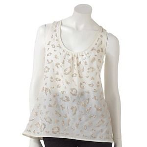 Jennifer Lopez Embellished Mixed-Media Tank Top