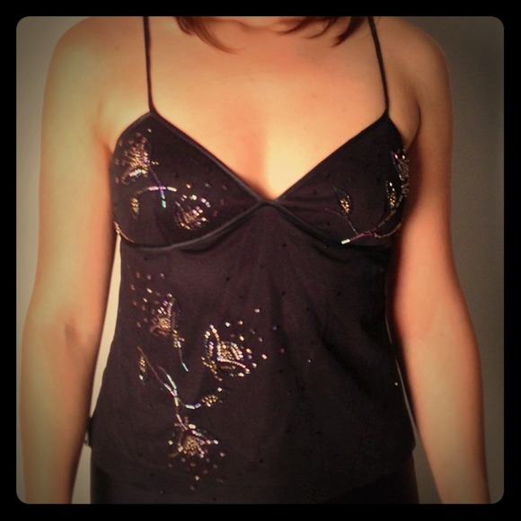 BCBG glitzy top...no bra required!