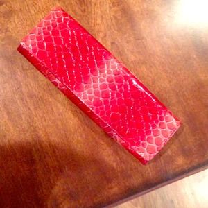 Red and bronze clutch/wallet