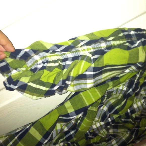 Green plaid button up top - Picture 3 of 3