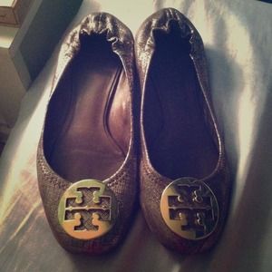 LOWER PRICE Tory Burch Metallic Gold Flats! SZ 8.