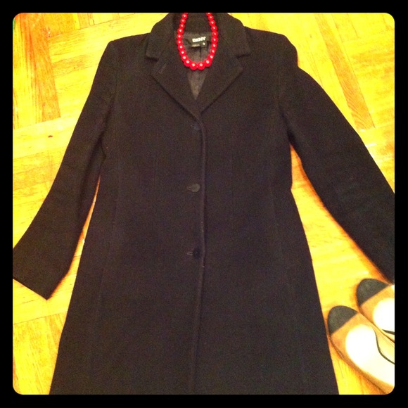 DKNY Black Wool Coat