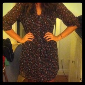 Black floral and maroon dress