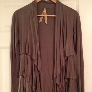 Anthropologie gray cardi with ruffles by Bailey44