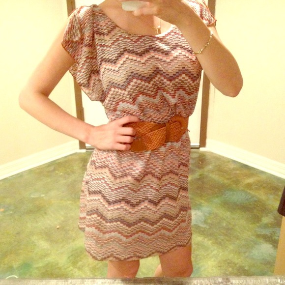 Chevron style Crochet dress with sleeve detail
