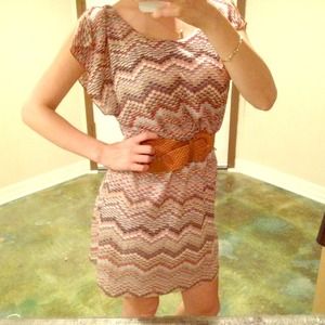 Chevron style Crochet dress with sleeve detail