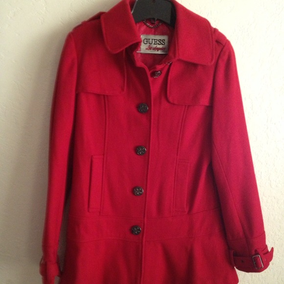 New without tag tomato deep red wool long coat.