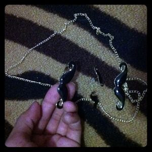 Brand new mustache jewelry set