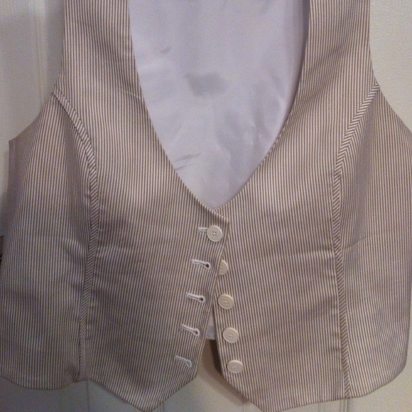 Khaki and White striped vest