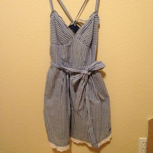 Blue and White Striped Dress