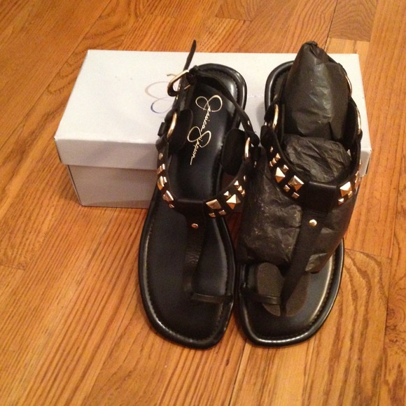 ✨HOLD✨Jessica Simpson Blk sandals w/gold studs