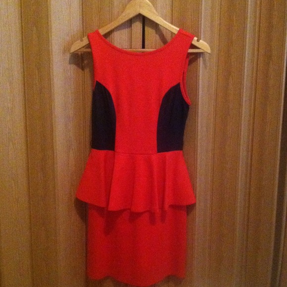 A red and black dress ...