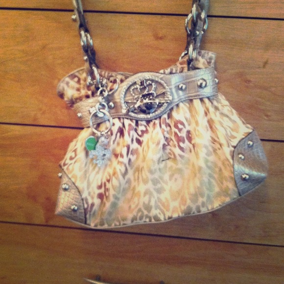 Kathy Van Zeeland leopard print crown bag