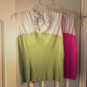 Preppy Lt green with black pin strips- fun shirt!