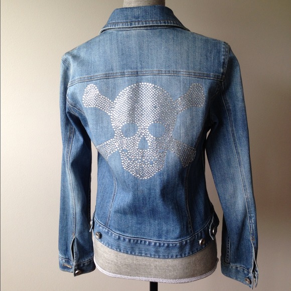 INC skull jean jacket