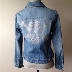 INC skull jean jacket