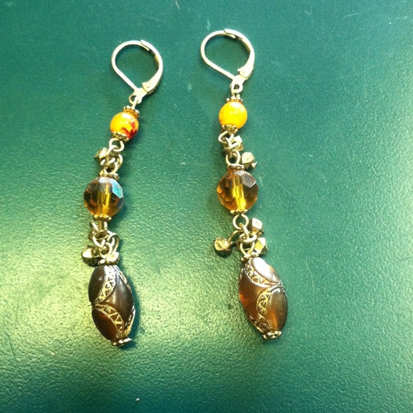 Gold bead drop earrings