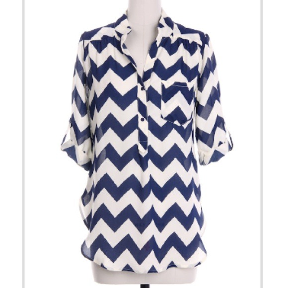 Navy chevron blouse. Size large