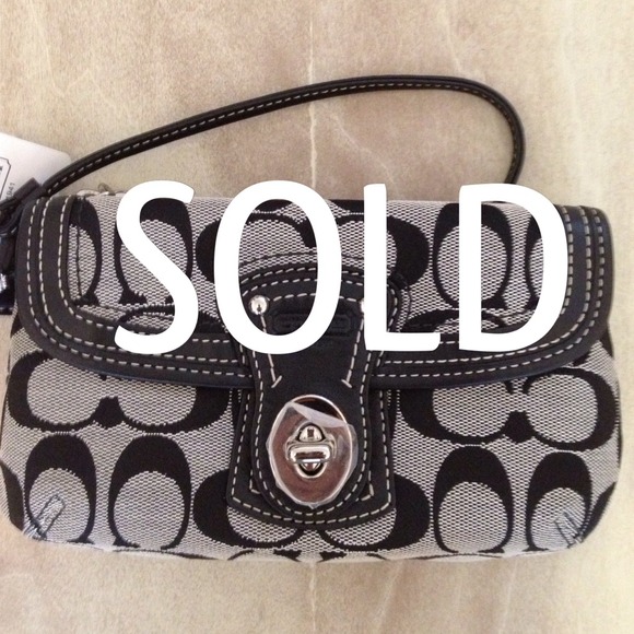 Coach Clutches & Wallets - COACH Black & White Signature C Legacy Wristlet