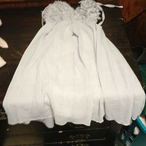 Gray halter long baby doll top with ruffled top