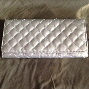 Silver quilted clutch