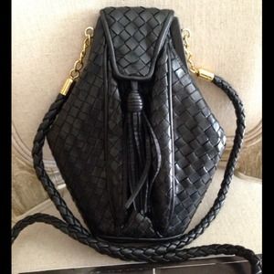 Vintage bottega style woven crossbody bag