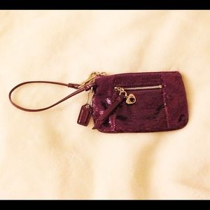 Purple coach poppy wristlet