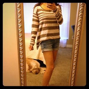 C&C California brown and pink stripe light sweater