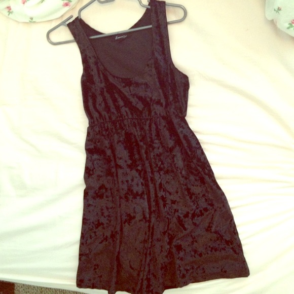 Black velvet mini dress
