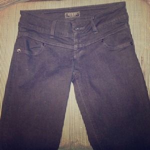 Guess black zipper leg jeans calf length