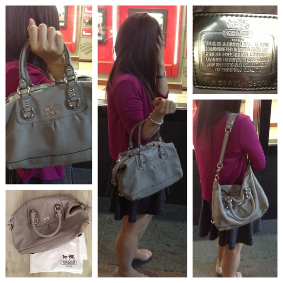 COACH Ashley Leather Satchel in Light Grey - Picture 4 of 4