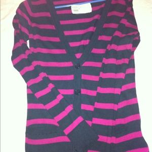Navy/magenta cardigan