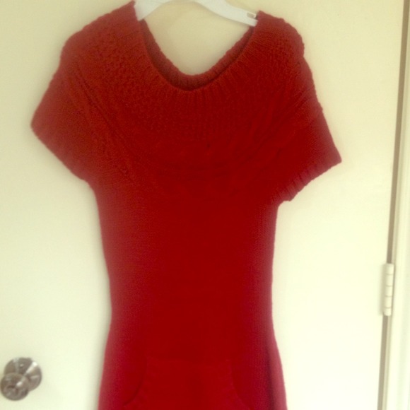 Red Knitted Sweater  dress. Slightly used