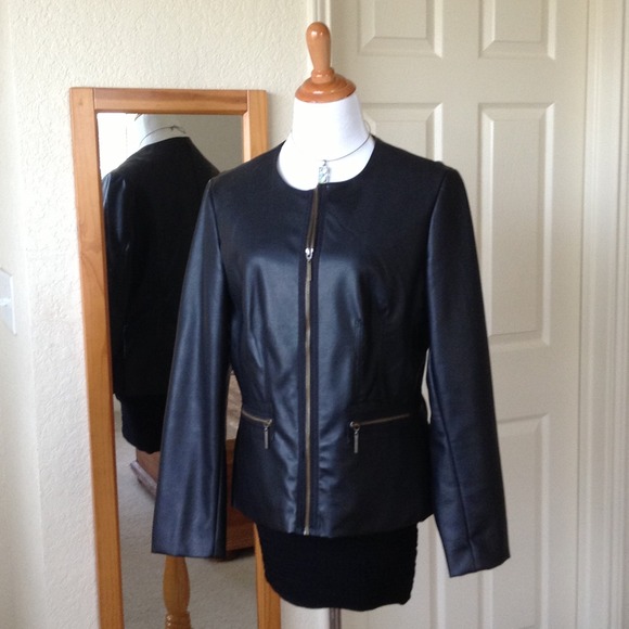 Dana Buchman Outerwear - Dana Buchman Brown Faux Leather Jacket