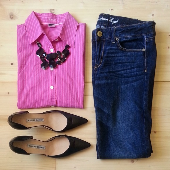 J. Crew Tops - J. Crew Pink Striped Shirt