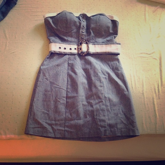 Blue and white stripped dress