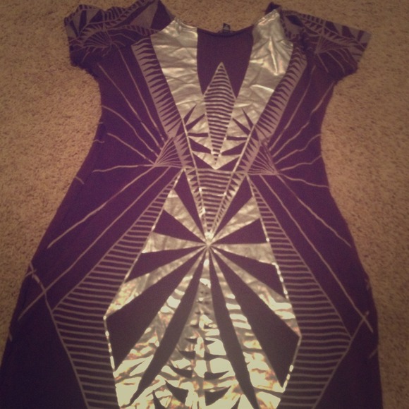 BeBe Metallic Aztec Print Dress