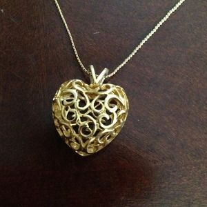 Gold Filigree Heart Necklace