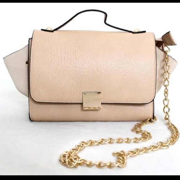 Cream Trapeze Satchel Handbag Gold Chains NastyGal