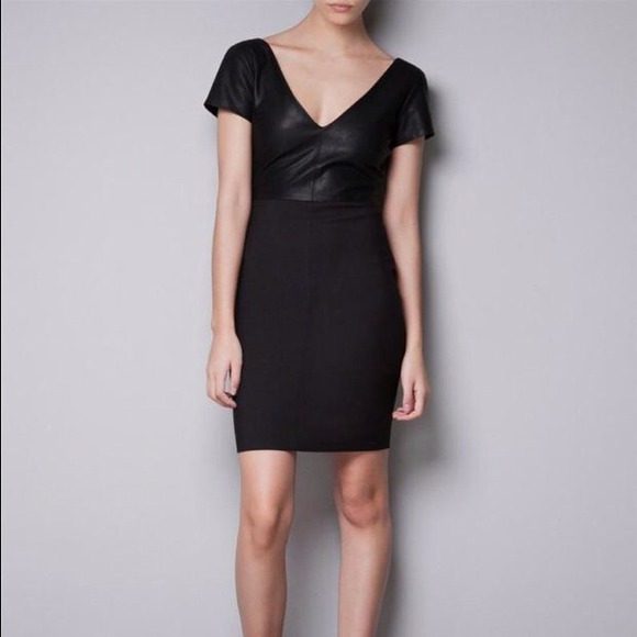 Zara Faux Leather Combination Dress