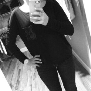 Black oversized long sleeve with sequin pocket