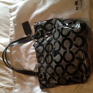 NWT Coach black and silver Alex Coated bag