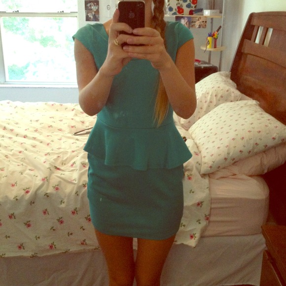 Turquoise peplum dress