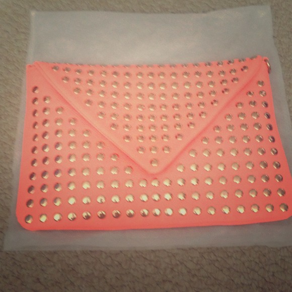 REDUCED!!! Neon Orange clutch -with shoulder strap