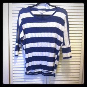 3/4 Sleeve Blue and White Striped Top