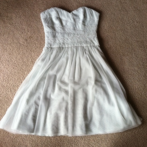 Sea foam green strapless tulle dress