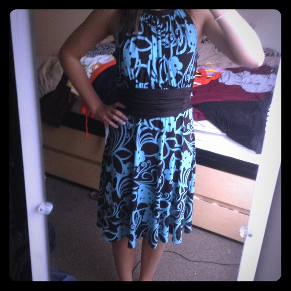 Silk Brown an Tiffany Blue Dress