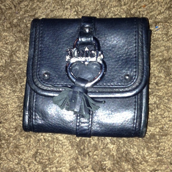 Juicy couture black leather tri-fold wallet