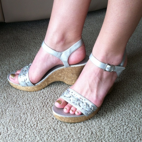 Silver beaded wedges