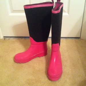 J CREW pink wellies